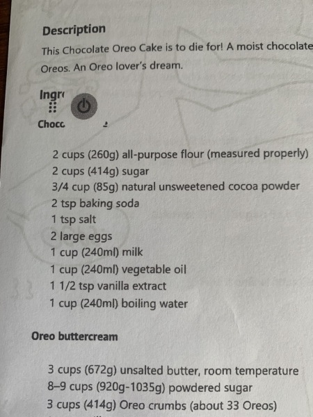 Choc cake - odd recipe any help??