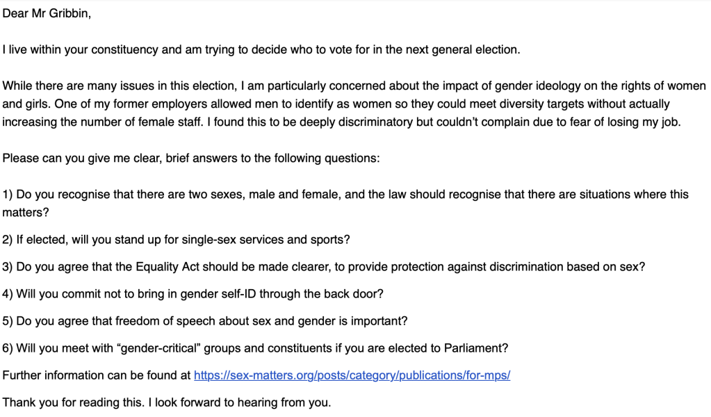 Reform candidate's comments on women