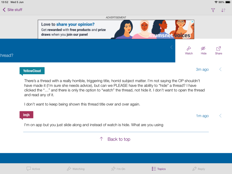 Ability to hide thread?