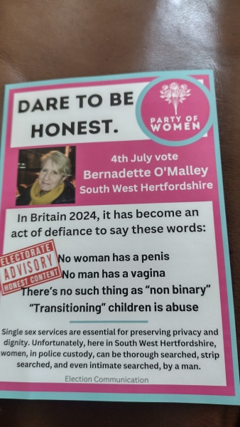 Party of Women election flyer