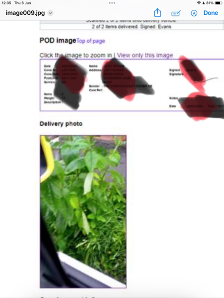 Delivery photo of me given to wrong person.