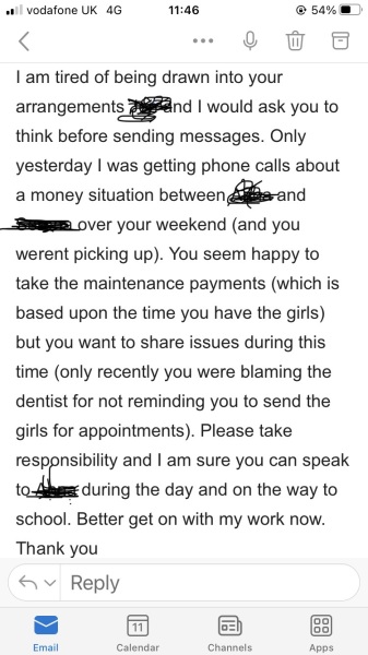 Please help me compose a reply to my (difficult) ex-husband