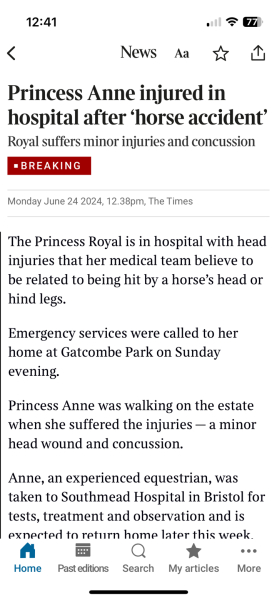 Princess Anne in hospital