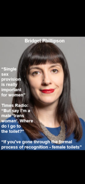 Bridget Phillipson says men with GRCs should be in women's toilets