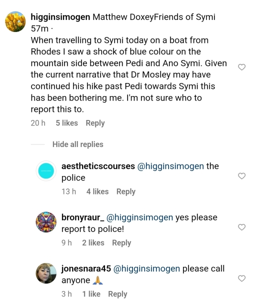 Thread 3 - Michael Mosley missing after disappearing on holiday walk