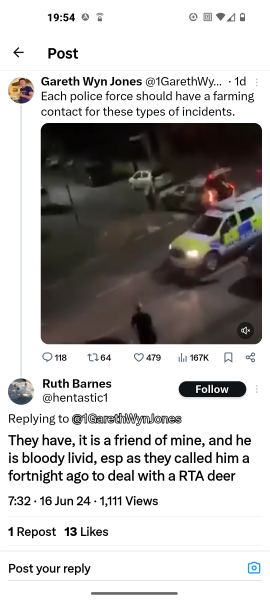 Cow rammed by police