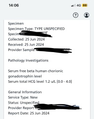 1.2 u/L - Serum Total HCG