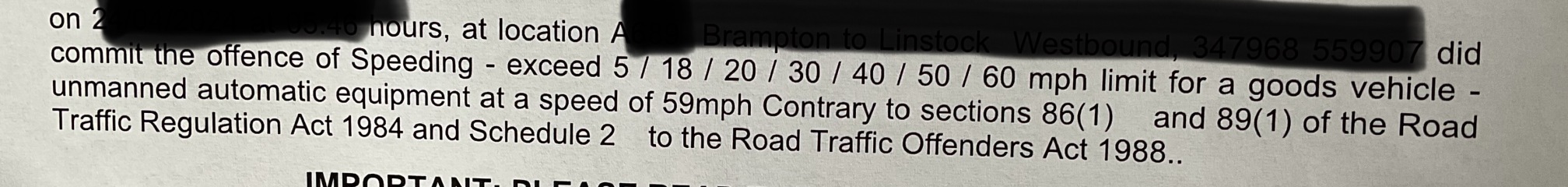 Speeding notice next steps