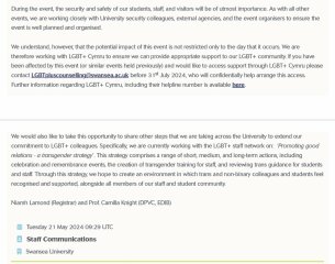 Open Letter to Professor Paul Boyle, VC, Swansea University from Jo Phoenix