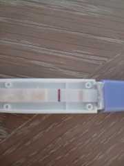 Positive after 15 mins, line thick and pink
