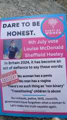Sheffield Party Of Women candidate threatened with arrest for leaflets
