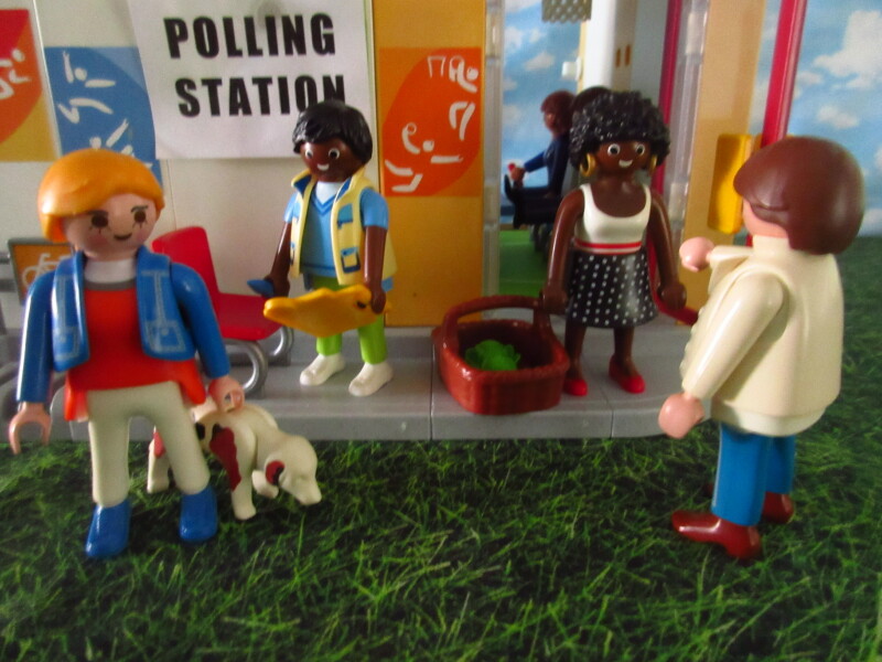 It's general election day for the Playmobil people in our house.