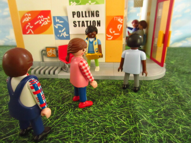It's general election day for the Playmobil people in our house.