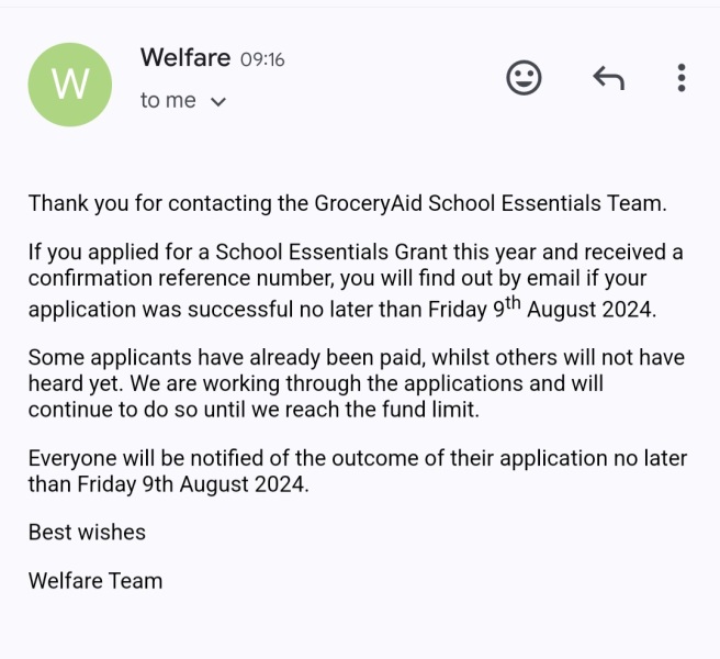 GroceryAid School Essentials Grant 2024