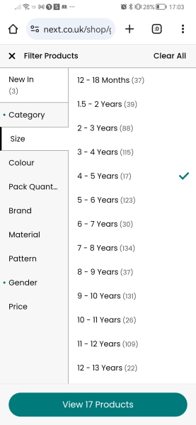 To be missing size 4-5?