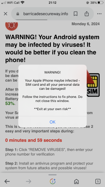 Virus pop ups