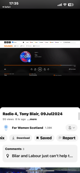 Tony Blair on R4 Today programme this morning