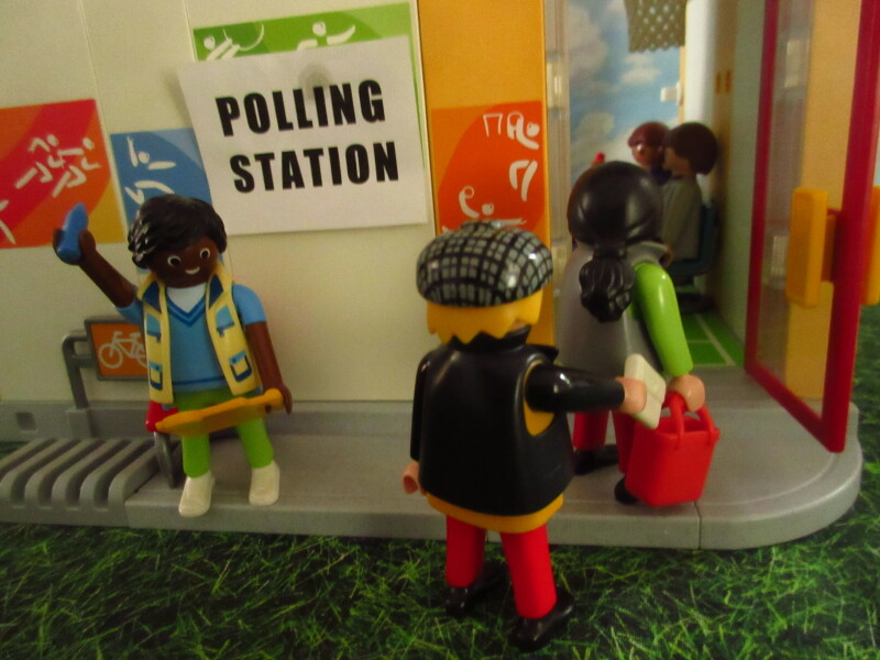 It's general election day for the Playmobil people in our house.