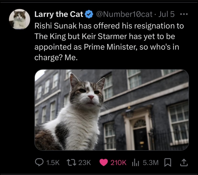 Who is Larry the cat’s family?