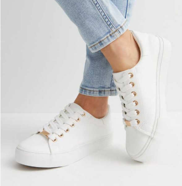 White Chunky Sole Trainer