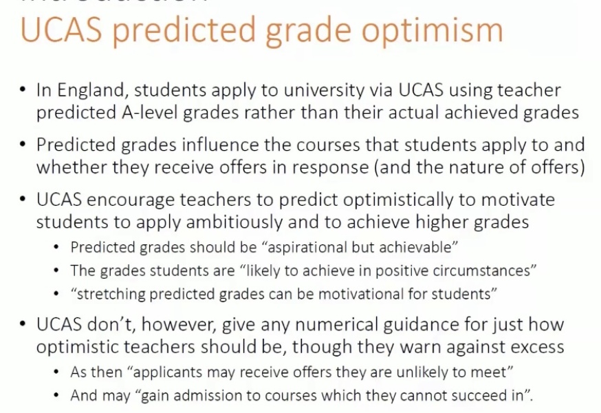 University applications process predicted grades