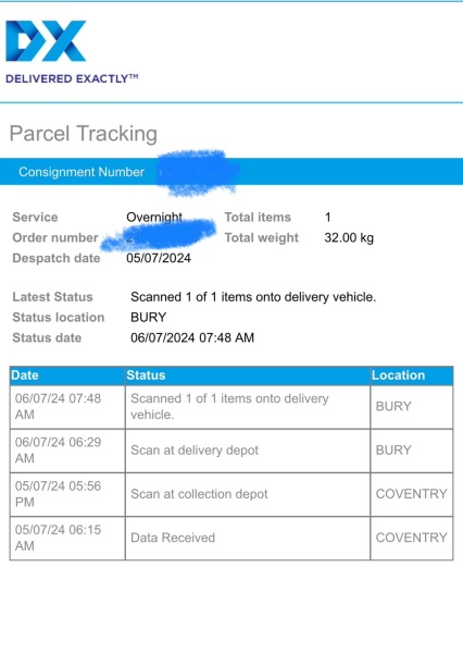 Anyone had a delivery from DX Freight?