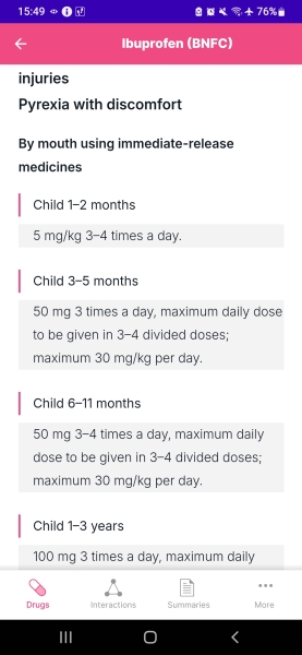 Neurofen and calprofen dosage?