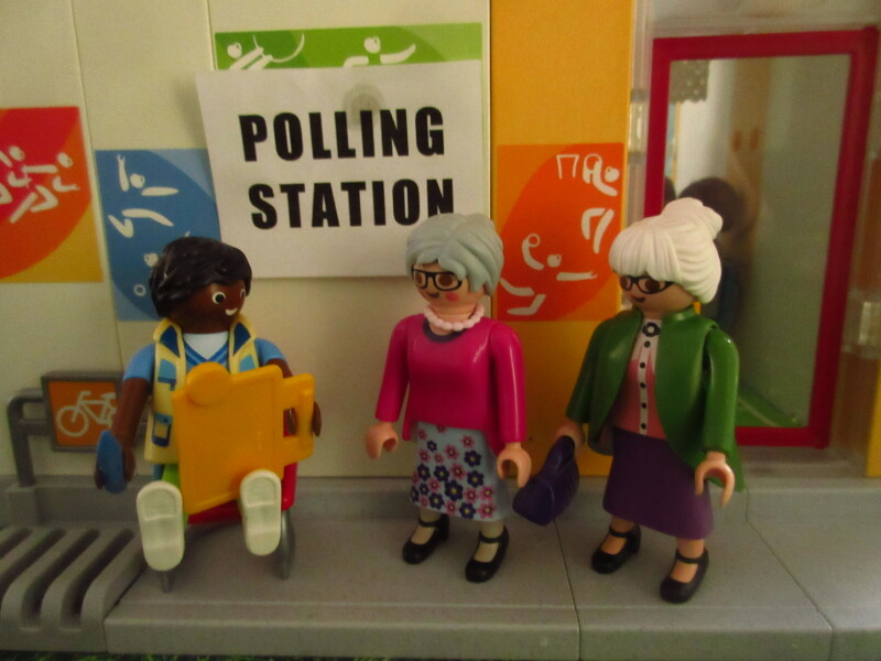 It's general election day for the Playmobil people in our house.