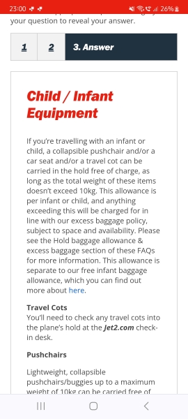 Jet 2 infant allowance ?