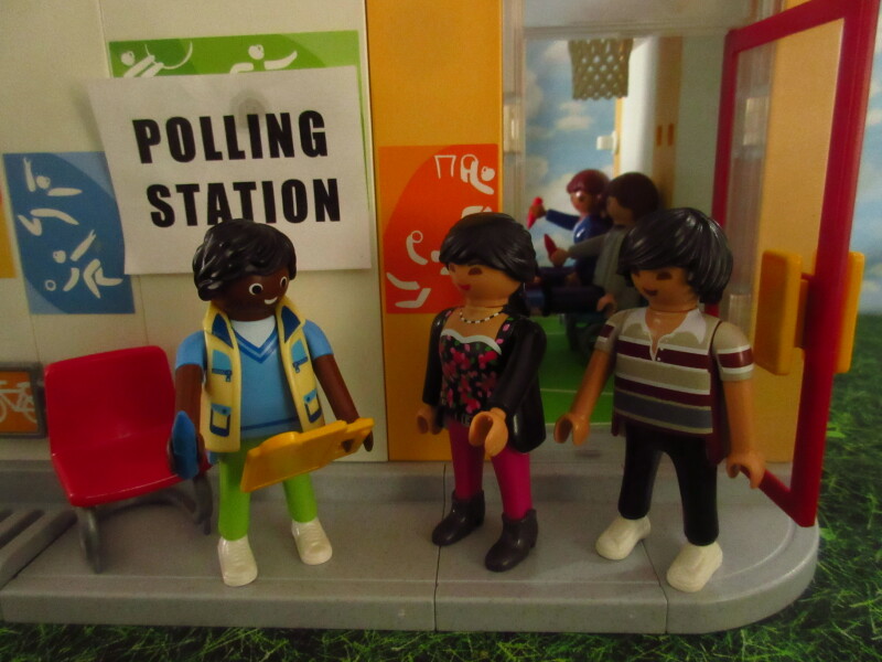 It's general election day for the Playmobil people in our house.