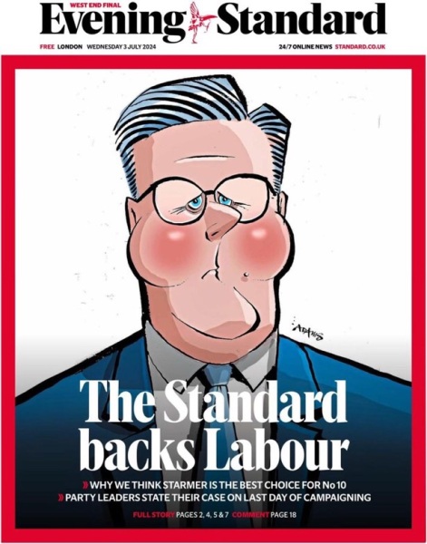 Evening Standard Has Endorsed Labour