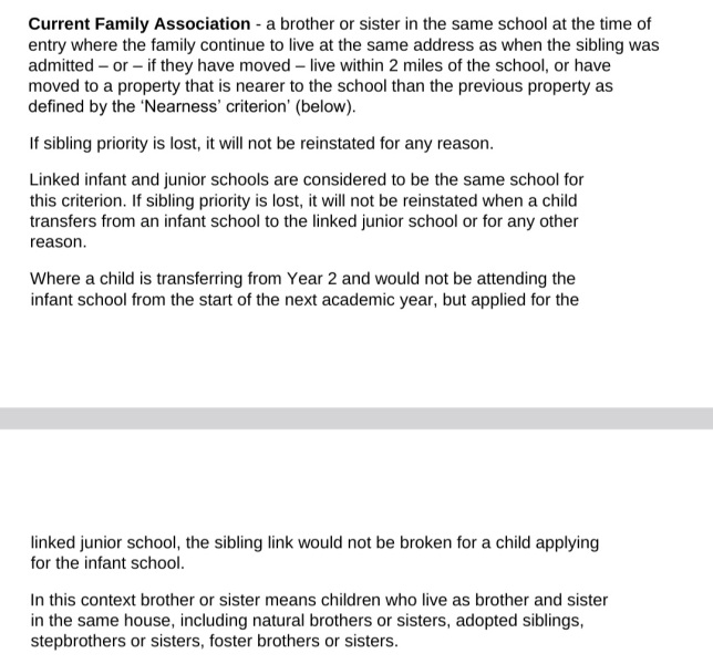 School admissions policy changed to deprioritise siblings