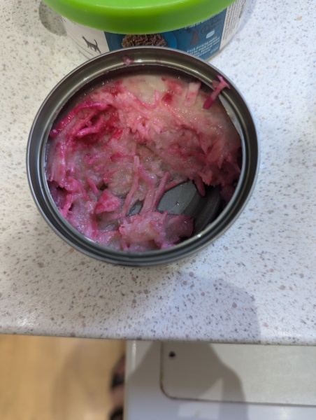 Bright pink in Applaws cat food