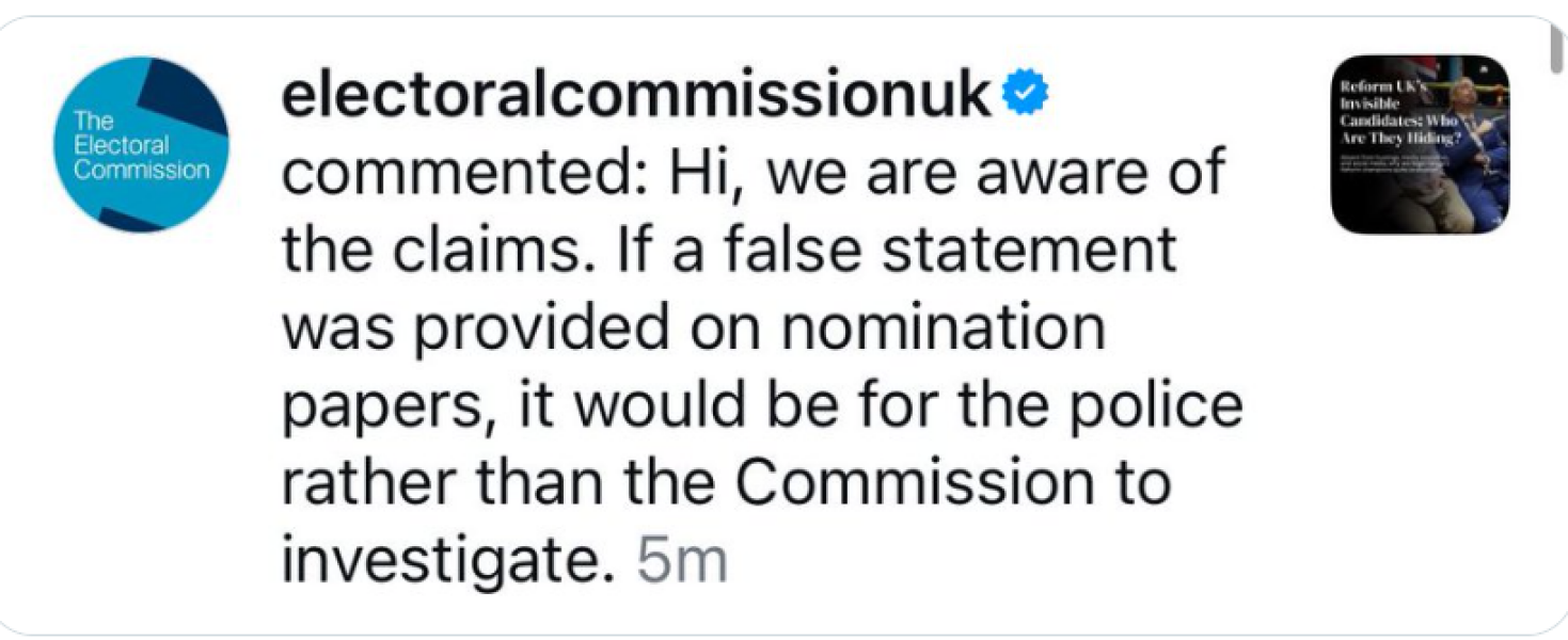 Was your Reform candidate a fake?