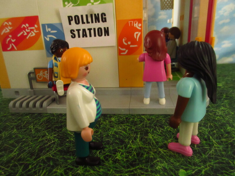It's general election day for the Playmobil people in our house.