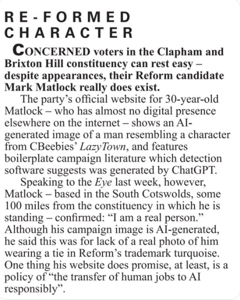 Was your Reform candidate a fake?