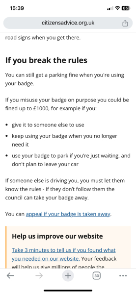 Parking in disabled spaces when disabled person sitting in car