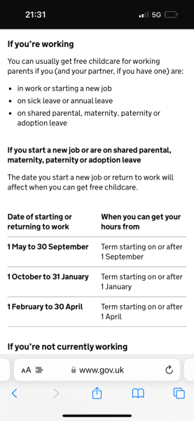 Childcare for 9 month old as of September