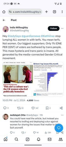 The Guardian has a request for female voters to tell them what issues will decide their vote