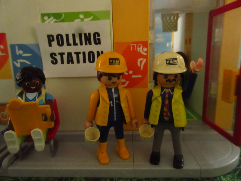 It's general election day for the Playmobil people in our house.