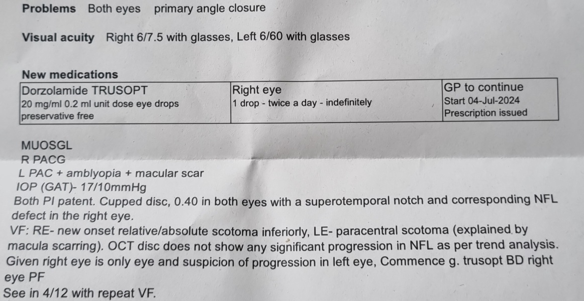 Closed Angle Glaucoma Help