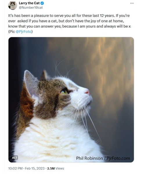 Who is Larry the cat’s family?