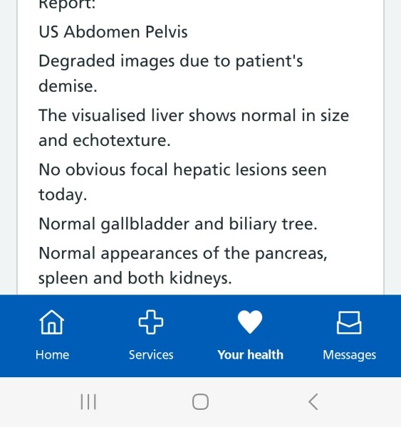 Strange comment on abdominal ultrasound report