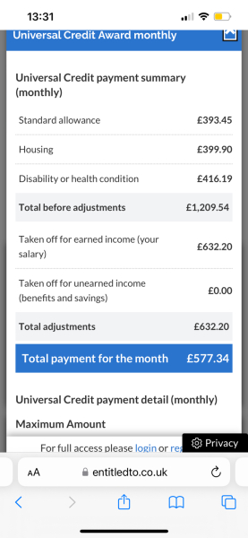 Returning to work but claiming UC-would award go to £0.00?