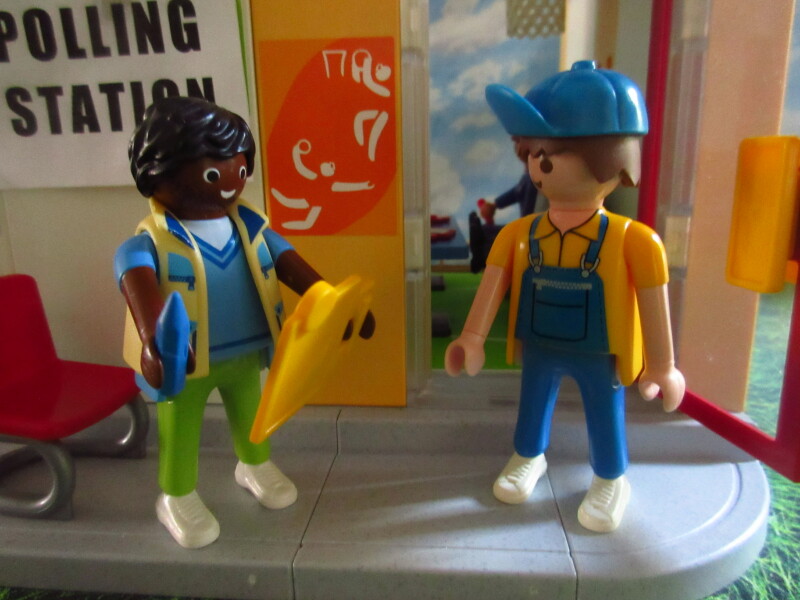 It's general election day for the Playmobil people in our house.
