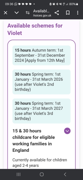 Childcare for 9 month old as of September