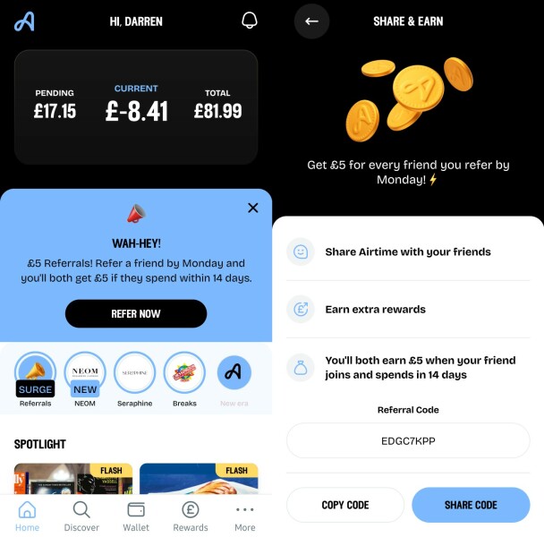 Airtime Rewards - Earn Cashback on Your Card Purchases Automatically - Get £5 Free Plus £5 for Every Referral