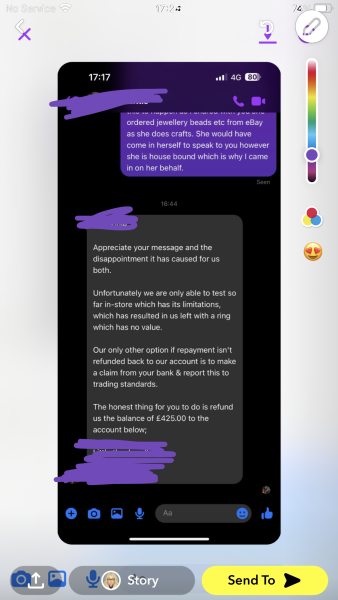 Sold ring to jeweller now he wants his money back