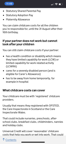 Can I get help with childcare costs? I'm on universal credit and carer's allowance, my partner works but I don't.