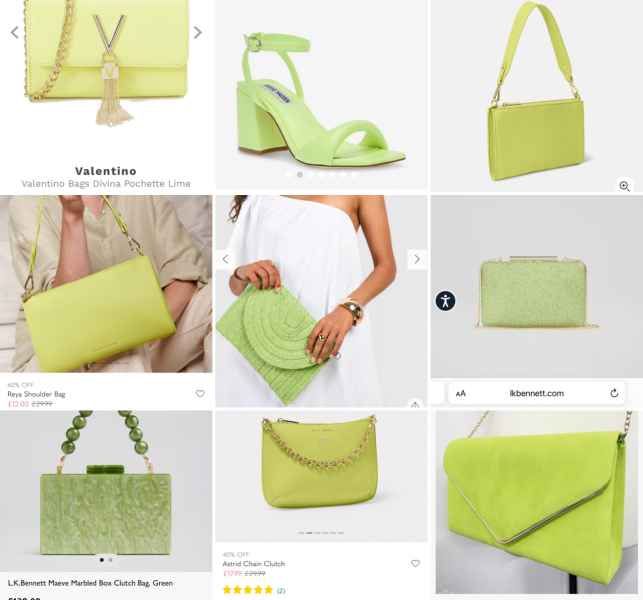 Help me find a lime clutch bag?